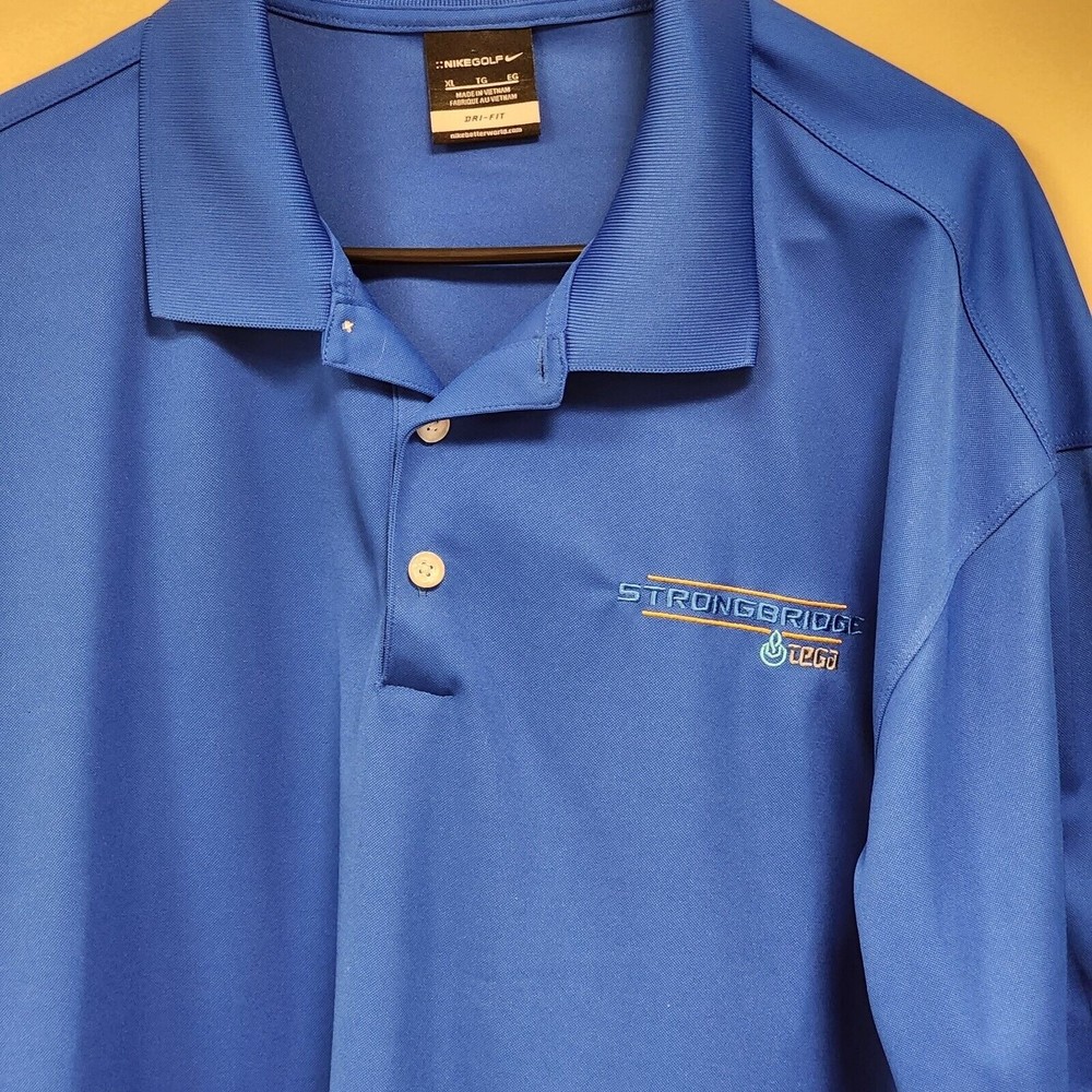 Nike Golf Mens Polo Shirt XL Blue Solid Dri-Fit Short Sleeve